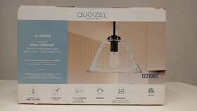 1221060 Quoizel Allgood 1-light Small Pendant Clear Seedy Glass Textured Black Finish