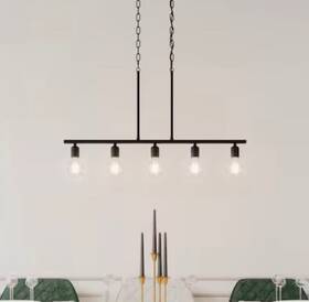 Quoizel 5055218 Pendle Brooke 5 Light Matte Black Bare Bulb Chandelier