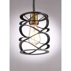 Quoizel 611728277591 Unity Mottled Black With Gold Transitional Cylinder Medium Hanging Penda