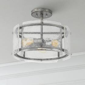 Quoizel 611728322406 Fortress 16 Inch W Mottled Silver 3-light Ceiling Light