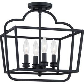 Quoizel 611728323243 Blanche Matte Black 4-light Semi-flush Mount