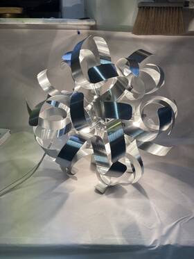 Rbn2817mn Quoizel Lighting Ceiling 5 Light Hanging Pendant Modern Silver Metal Ribbons Swirl Atomic
