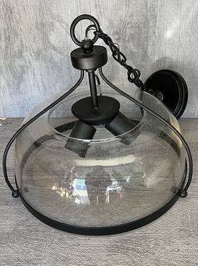 Lws4321b Quoizel 3-light Pendant Ceiling Light Fixture Clear Seeded Glass Black Metal