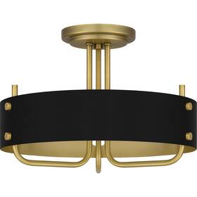 Mad1717ab Quoizel Mad1717 Madden 3 Light 17 Inch W Semi-flush Drum Ceiling - Brass