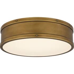 Qfl5224ws Quoizel Qfl5224 Ahoy 16 Inch W Flush Mount Drum Ceiling Fixture - Brass