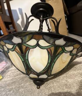 Tf1902ib Quoizel Stained Glass Pendant Lamp Tiffany-style 2 Light Victorian Semi-flush