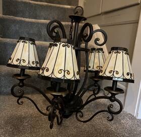 Tfst1508vb Quoizel Tff168ib Tiffany 5 Shade Light Ceiling Chandelier