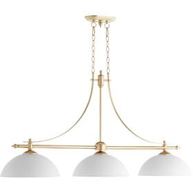 6577-3-60 Quorum Aspen 3 Light Island In Aged Silver Leaf /satin Opal -