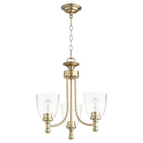 6122-3-280 Quorum International 6122-3-2 Rossington 3 Light 18inch.w Chandelier Aged Brass