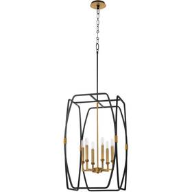 880-6-5947 Quorum International Bishop Pendant Matte Black And Brushed Brass