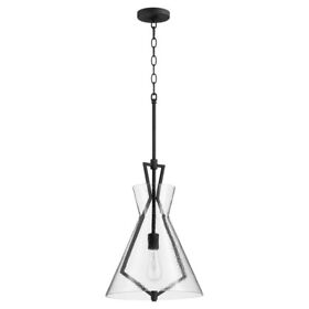 8426-69 Quorum Lighting 13.25 Inch 1 Light Pendant Noir Finish With Stone