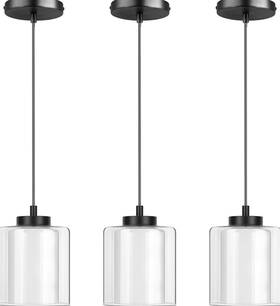 Rjx340cdcd104 Rainlighting Modern Industrial Farmhouse Hanging Pendant Light Clear Glass Black 3 Pack