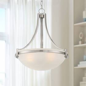 04-2001-530 Regency Hill Mallot Nickel Pendant Chandelier 20 Inch Wide Modern Glass Bowl 4-light Fixture