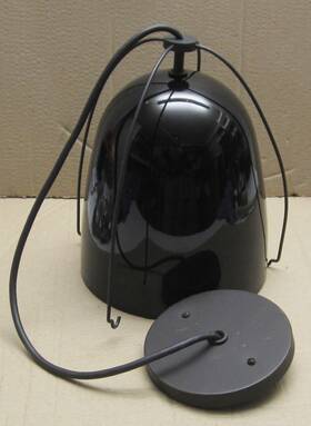 A1161 Rejuvenation Rejevantion Haleigh 8 Inch Cord Pendant Metal Shade Gloss Black With White Interior