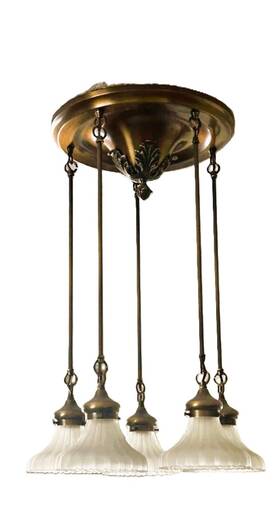 Aa7077-99 Rejuvenation 5 Drop Arm Pendant Light Oil Rubbed Bronze 30 Inch