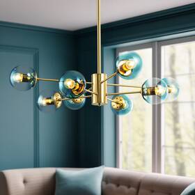 Rennnsan 721805621411 8-light Modern 2-tier Sputnik Linear Cluster Gradient Blue