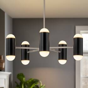 Rennnsan 721805621466 5-light Mid-century Modern Sputnik Linear Cluster Cylinder