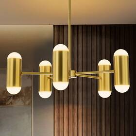 Rennnsan 721805621473 5-light Mid-century Modern Sputnik Linear Cluster Cylinder Integrated Led 3000k