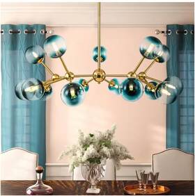 Cl8101-50278 Rennnsan Lan 15-light Brushed Gold Sputnik Linear Modern Glass Bubble Chandelier