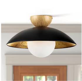Fl8101-46278 Rennnsan Dylan 14.56 Inch 1-light Matte Black With Brushed Gold Semi-flush Mount