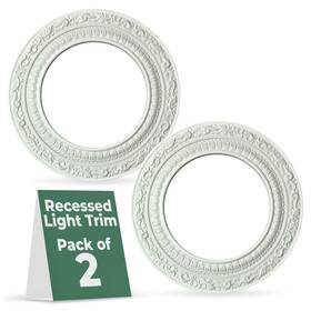 56477 Renovators Supply Manufacturing Recessed Spot Light Trim White Urethane Decorative Ceiling Medallion 6 Id X 10