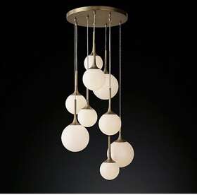68080419vbrs Restoration Hardware 68080419 Whitney Chandelier Vintage Brass /whiteglass