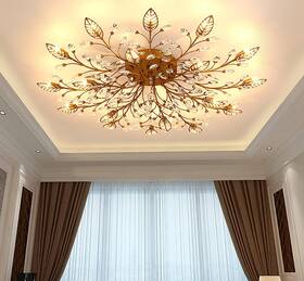 Zxd-6-15 Ridiss Modern Crystal Ceiling Light Fixturegold Semi Flush Mount Chandelierscrystal