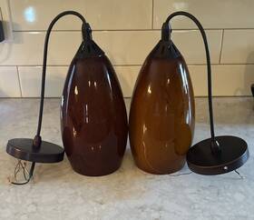Rising Sun Lighting 604808284800 2 Glass Drop Pendant Lights Lamp Brown Bronze Kitchen Fast Shipping