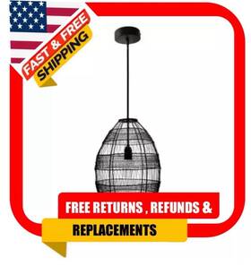 20052 River Of Goods 1-light Black Pendant With Oversized Woven Shade