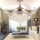 Rmq02 Modern Ceiling Fans Crystal Remote Control Transparent Acrylic Blade Retractable