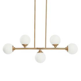 Robert Stevenson Lighting 191009512257 Metal Frosted Glass 5light Chandelier Brushed Gold