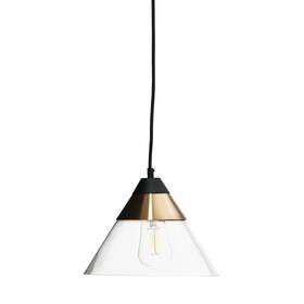 Robert Stevenson Lighting 191009537748 Theo - Metal And Conical Glass Ceiling Light Matte Black Brushed Brass