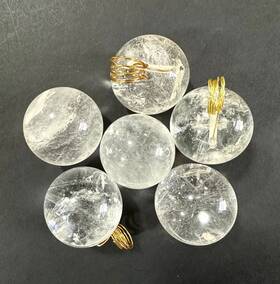 Bv-371011a6mi Rock Crystal Plaza Natural Chandelier Sconce Quartz Pendant V- Hole Ball 37mm 6 Pieces