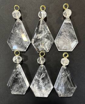 Cnh-851007a6mi Rockcrystalplaza Rock Crystal Chandelier Sconce Quartz Pendant Prisms Flat Kite With Bead 105mm 6pc