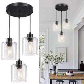 Xft-3l-c-1 Rocunsi 3-lights Pendant Light Fixture Hanging Kitchen Island Black P