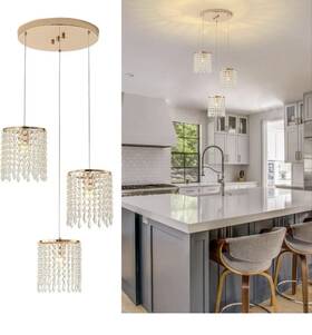 X004novofn Romyear 3-lights Gold Crystal Chandelier For Foyer Hallway Entryway
