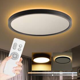 Roomratv 752349989804 Black Ceiling Light Fixture With Remote Control 3000k Warm Nightlight