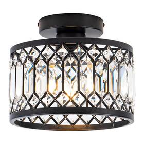 8802-1x-bk Rpzloila Crystal Ceiling Light Fixture Modern Semi Flush Mount