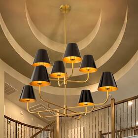 Rrtyo 721805618930 8-light Mid-century Modern Oversized 2-tier Chandelier Cone