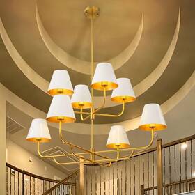Rrtyo 721805618947 8-light Mid-century Modern Oversized 2-tier Chandelier Cone Sputnik Pendant
