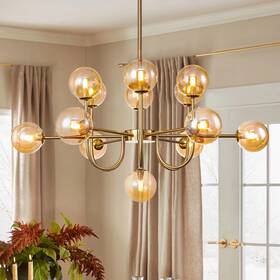 Rrtyo 754168739356 13-light Modern Amber/ Smoke Grey Cluster Glass Globe Bubble