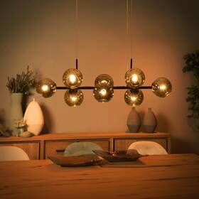 Rrtyo 787499963039 8-light Modern Linear Glass Kitchen Island Pendant Sputnik Black
