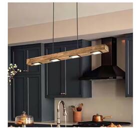 81010000047908 Rrtyo Wason 6-light 31.4 Inch Led Wood Linear Kitchen Island Pendant Light