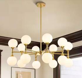81010000050018 Rrtyo Ameal 16-light Brushed Brass Sputnik Chandelier Frosted Glass