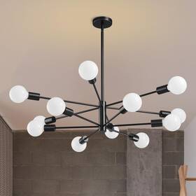 8006pl-12bk-us Ruiyey Modern Sputnik Chandeliers Light 12light Black For Dining Room E26 H