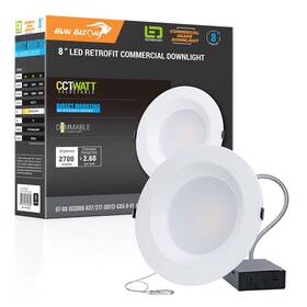 Run Bison 859715300392 8 Inch Recessed Led Commercial Downlight With J-box Wattage Adjustable 16/21