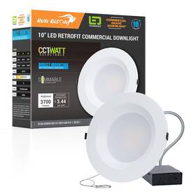 Run Bison 859715300408 10 Inch Recessed Led Commercial Downlight With J-box Wattage Adjustable 22/2