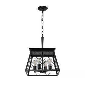 Runesay 313106452407 15 Inch 4-light Black Industrial Kitchen Island Pendant Light Fixture Farmhouse C