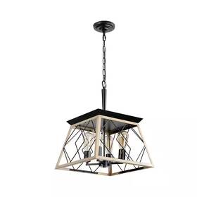 Runesay 726084745247 15 Inch 4-light Oak Industrial Kitchen Island Pendant Light Fixture Farmhouse Cha