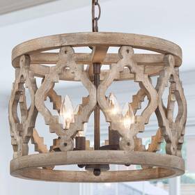 Ruziniu 723803743638 Farmhouse Chandelier For Dining Room Wood Pendant Lighting Kitchen Island Fo